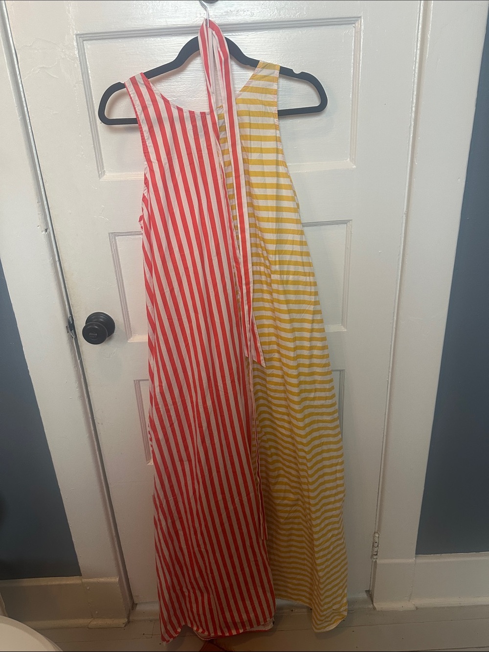L.F. Markey Striped Sleeveless Maxi Dress in Red, Navy & Yellow 6UK/8US - Picture 3 of 7